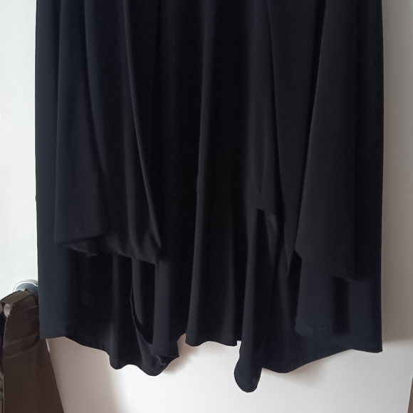 PLANET BY LAUREN G Black Stretch Jersey Open Front Waterfall Cardigan O/S - Picture 3 of 6